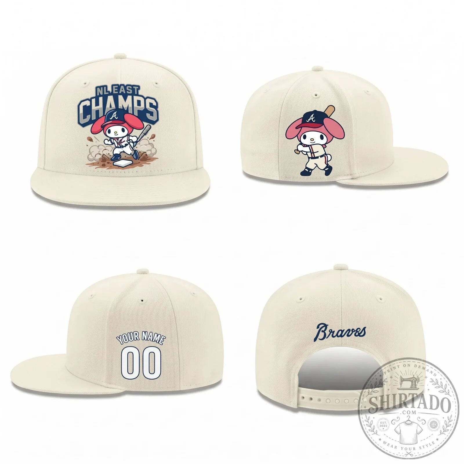 Atlanta Braves National League East Champs My Melody Baseball Cap Hat 14 Atlanta Braves National League East Champs My Melody Baseball Cap Hat