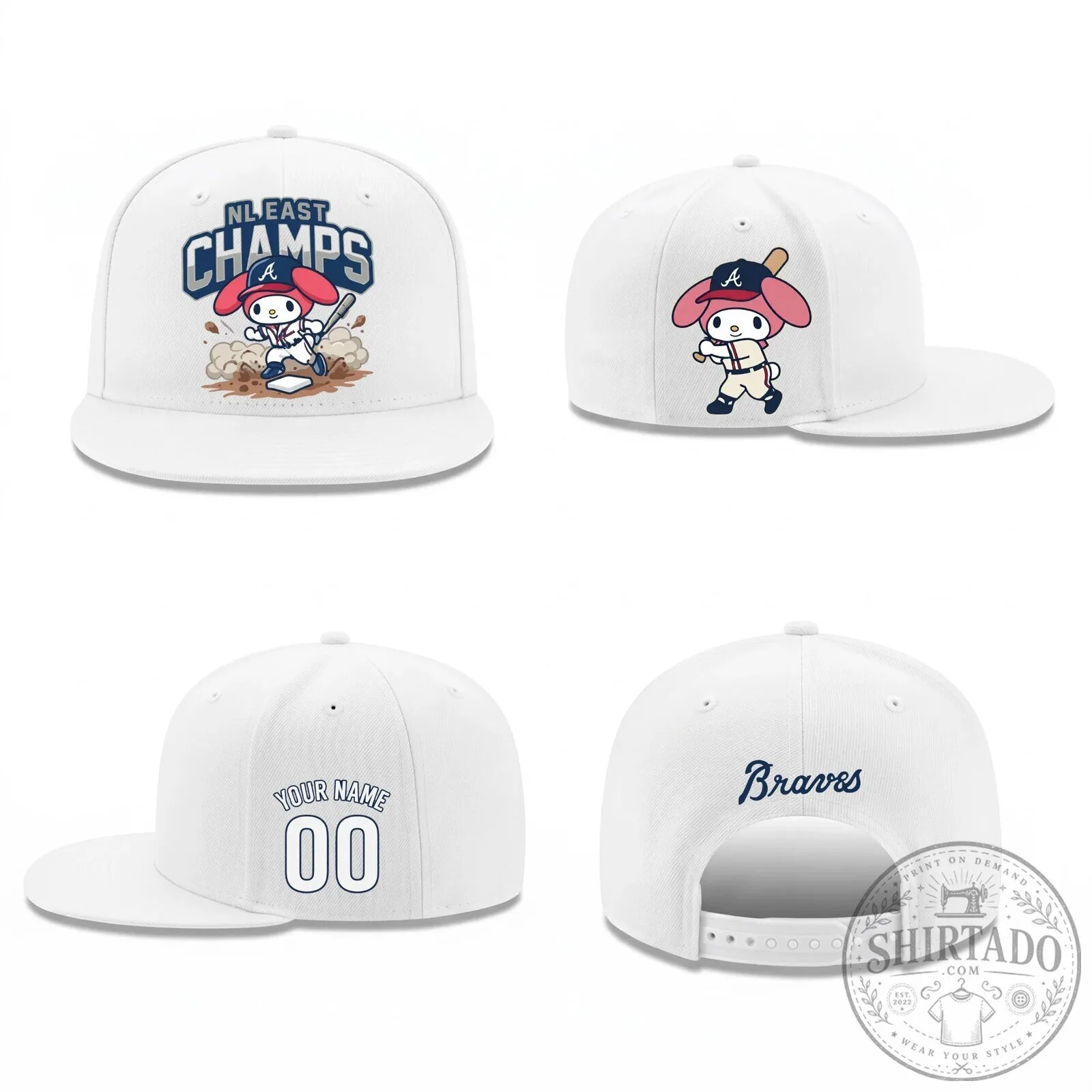 Atlanta Braves National League East Champs My Melody Baseball Cap Hat 15 Atlanta Braves National League East Champs My Melody Baseball Cap Hat