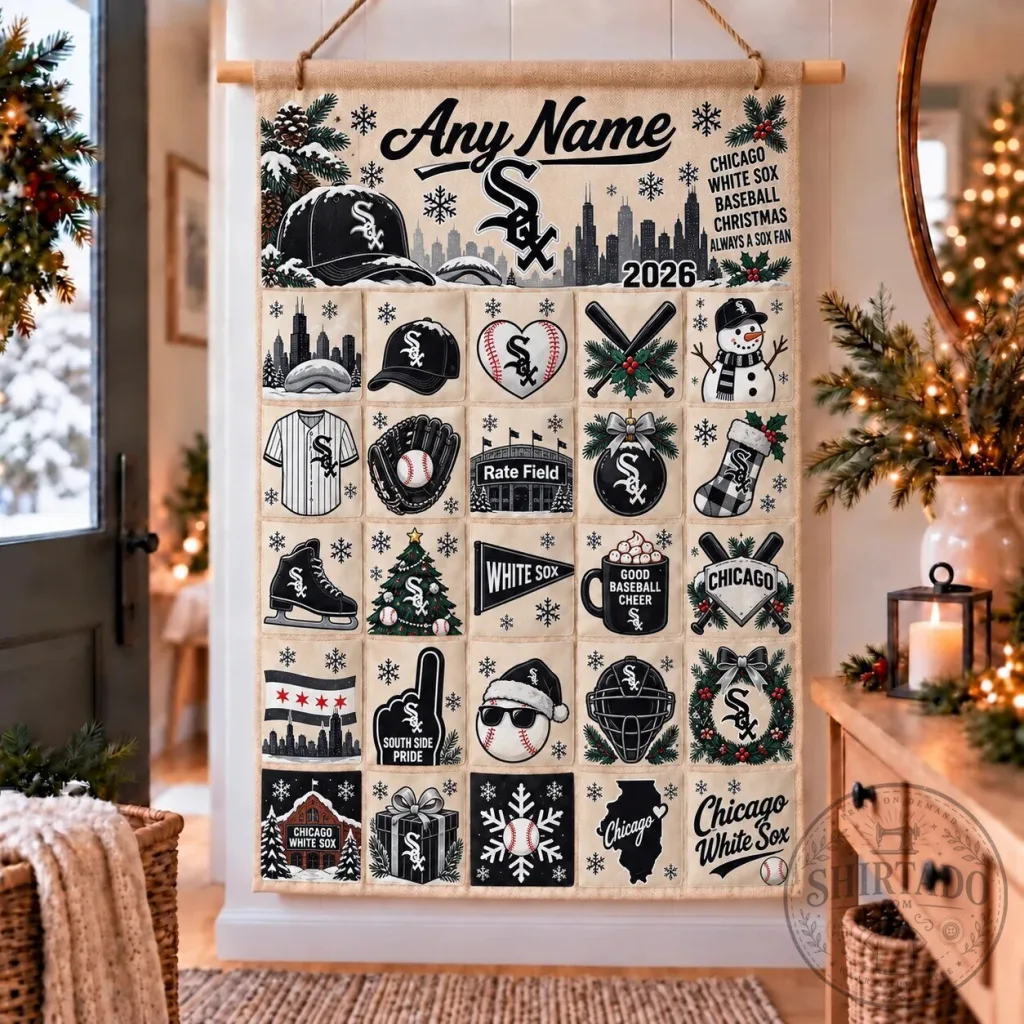 Chicago White Sox Baseball Christmas Holiday Wall Advent Calendar with Pockets Chicago White Sox Baseball Christmas Holiday Wall Advent Calendar with Pockets 2D