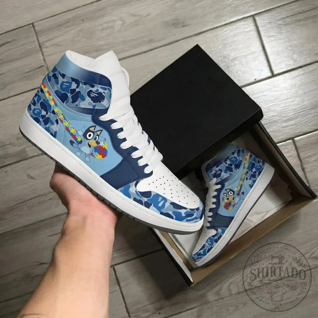 Bluey Cartoon Character Autism Awareness High Top Sneakers