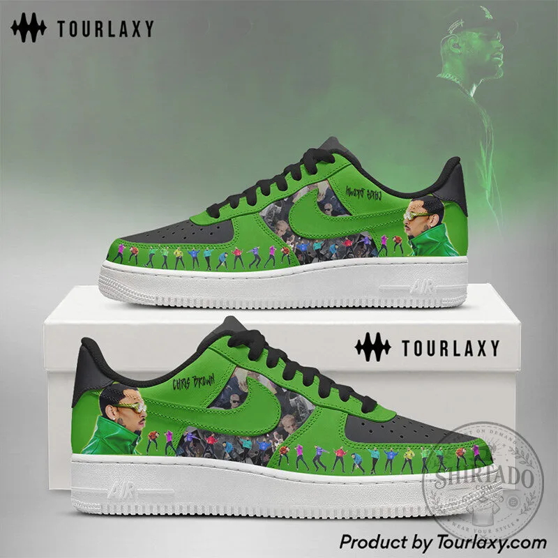 Chris Brown Green Air Force One Style Custom Printed Shoes