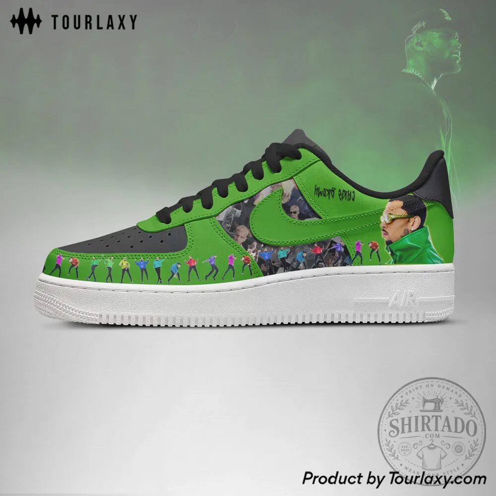 Chris Brown Green Air Force One Style Custom Printed Shoes 8 Chris Brown Green Air Force One Style Custom Printed Shoes