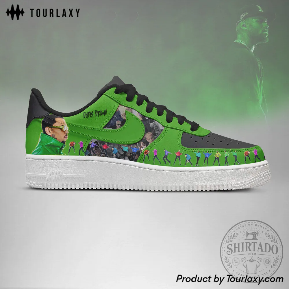 Chris Brown Green Air Force One Style Custom Printed Shoes 9 Chris Brown Green Air Force One Style Custom Printed Shoes