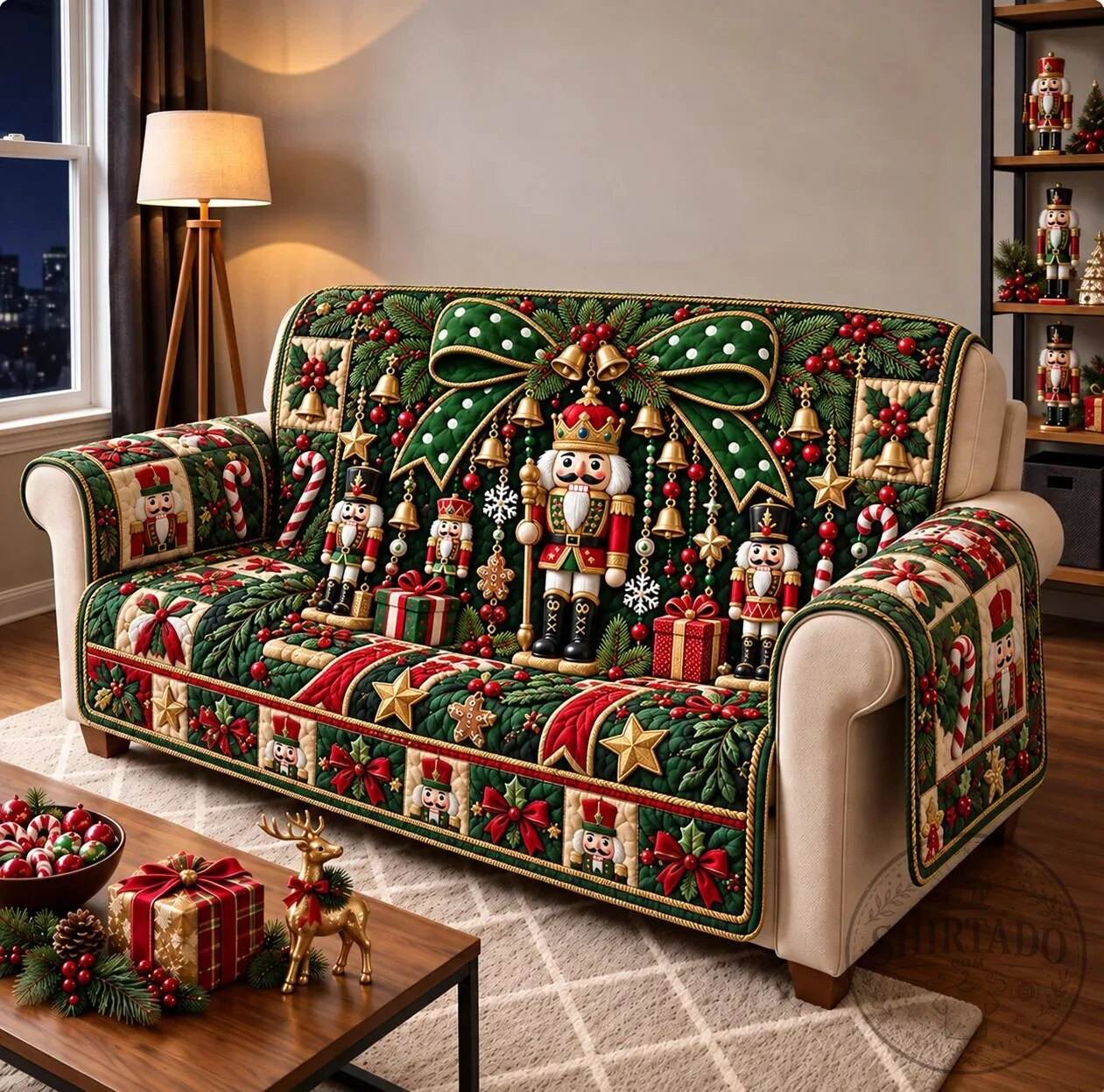 Nutcracker Christmas Holiday Quilted Sofa Cover Furniture Protector