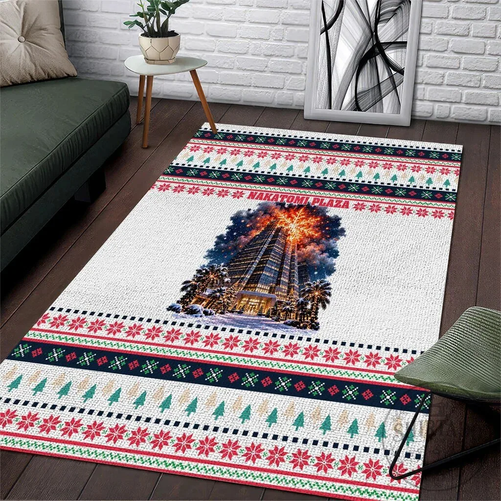 Nakatomi Plaza Christmas Explosion Area Rug - Festive Holiday Home Decor