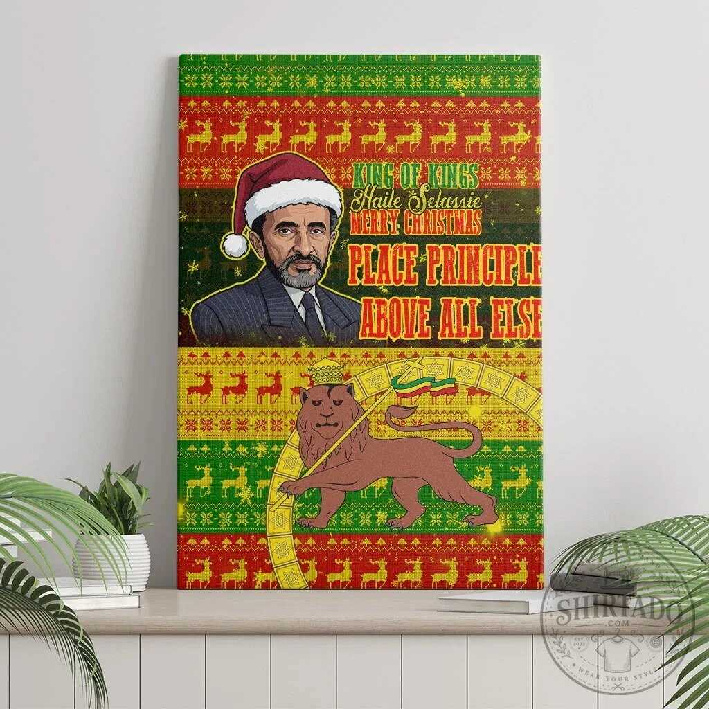 Haile Selassie King of Kings Merry Christmas Ugly Pattern Wall Art Canvas 10 Haile Selassie King of Kings Merry Christmas Ugly Pattern Wall Art Canvas