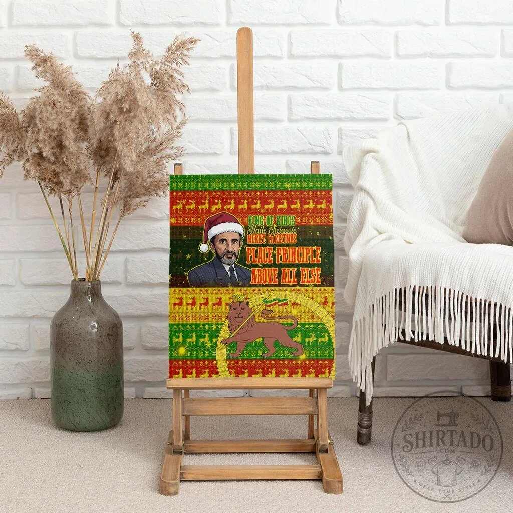 Haile Selassie King of Kings Merry Christmas Ugly Pattern Wall Art Canvas 11 Haile Selassie King of Kings Merry Christmas Ugly Pattern Wall Art Canvas