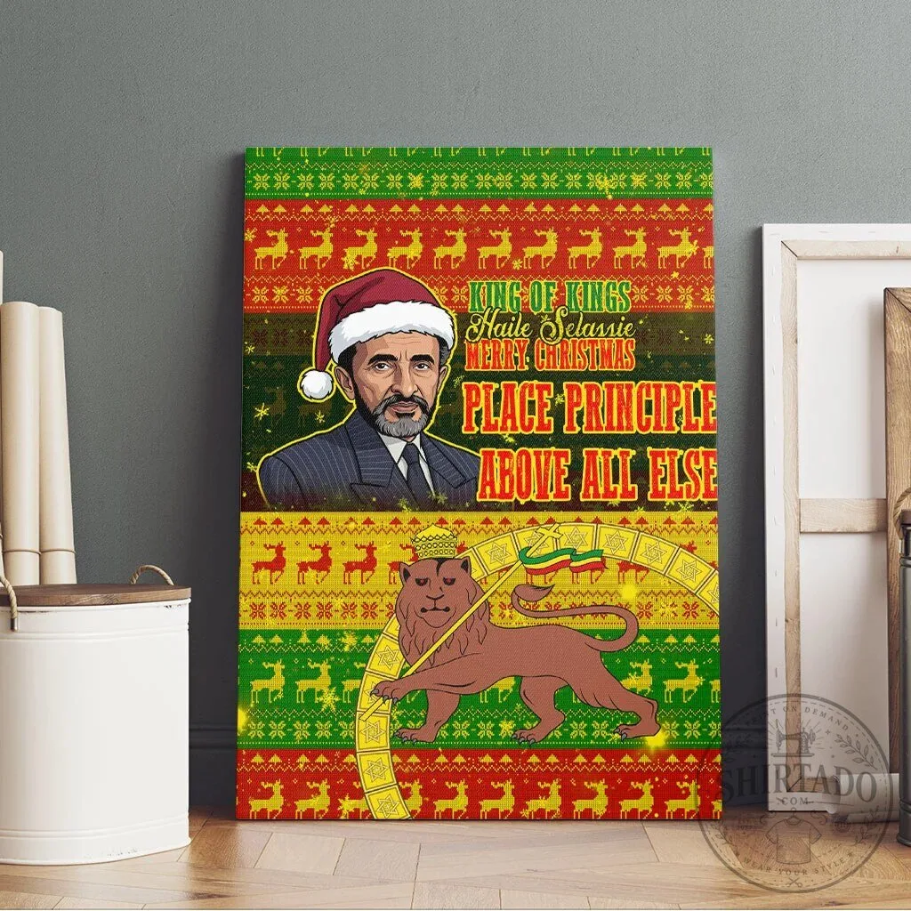Haile Selassie King of Kings Merry Christmas Ugly Pattern Wall Art Canvas 13 Haile Selassie King of Kings Merry Christmas Ugly Pattern Wall Art Canvas
