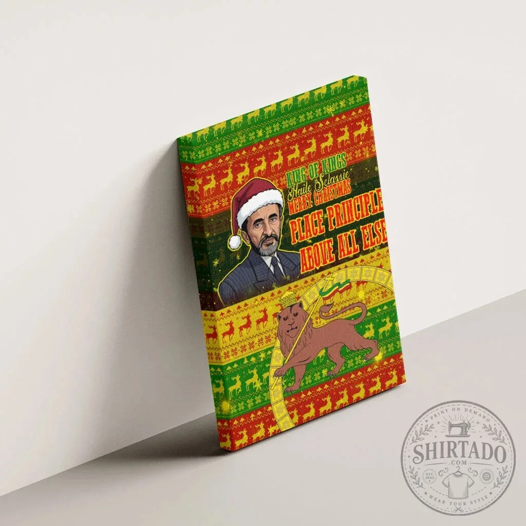 Haile Selassie King of Kings Merry Christmas Ugly Pattern Wall Art Canvas 15 Haile Selassie King of Kings Merry Christmas Ugly Pattern Wall Art Canvas