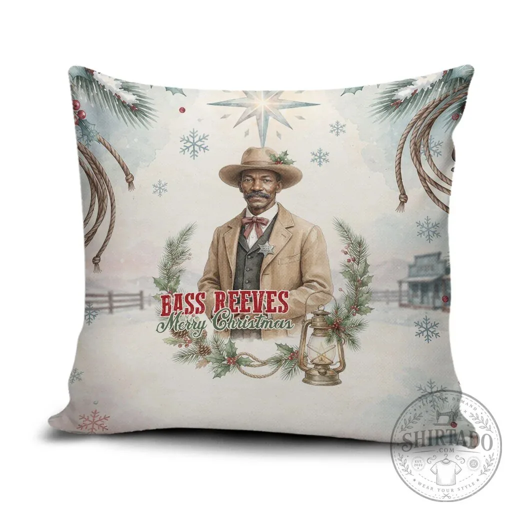 Bass Reeves Merry Christmas Old West Deputy Lawman Holiday Pillow