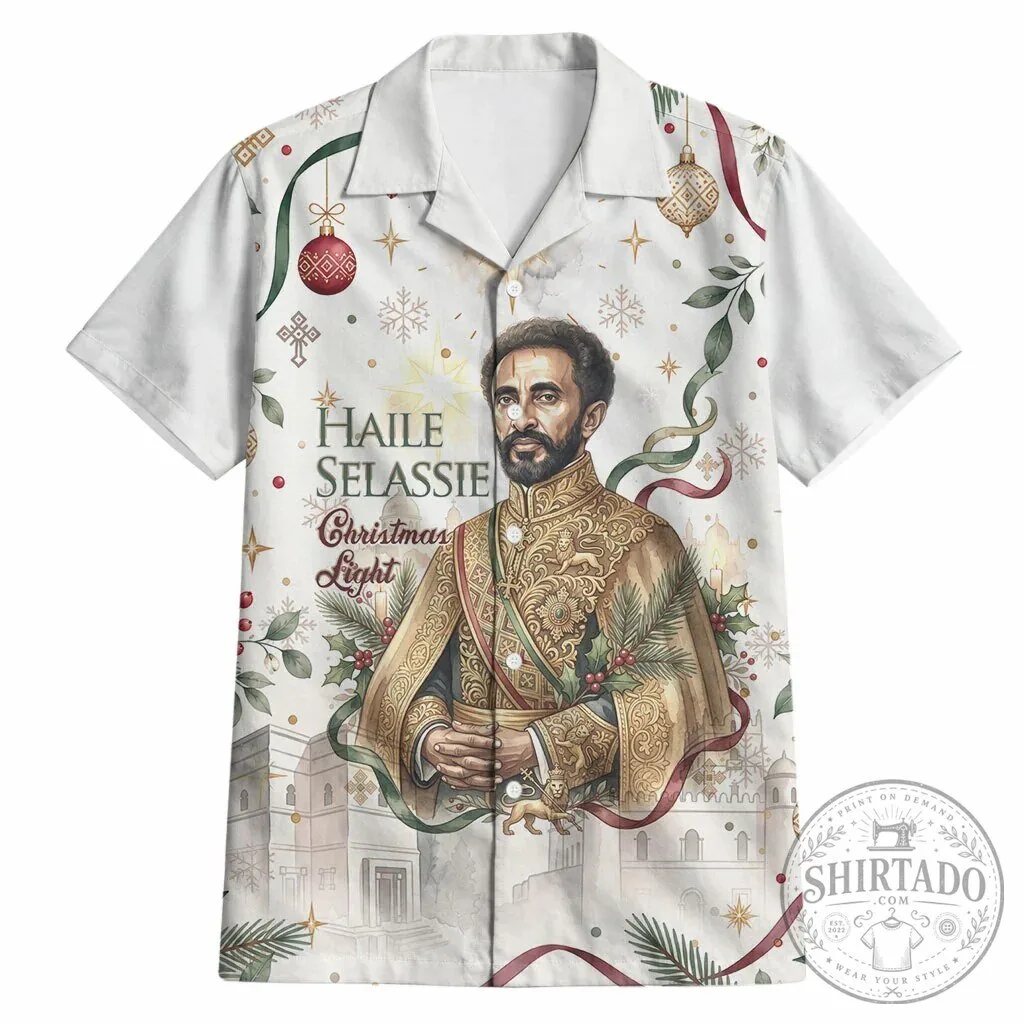 Haile Selassie Christmas Light Ethiopian Orthodox Vintage Style Hawaiian Shirt