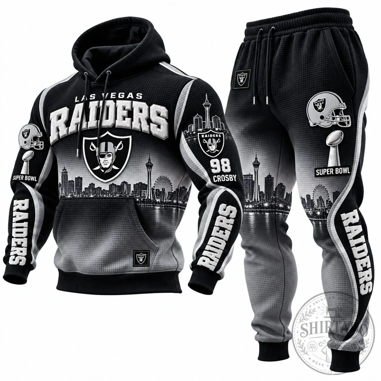 Las Vegas Raiders Super Bowl Waffle Knit Hoodie and Pants Set 7 Las Vegas Raiders Super Bowl Waffle Knit Hoodie and Pants Set