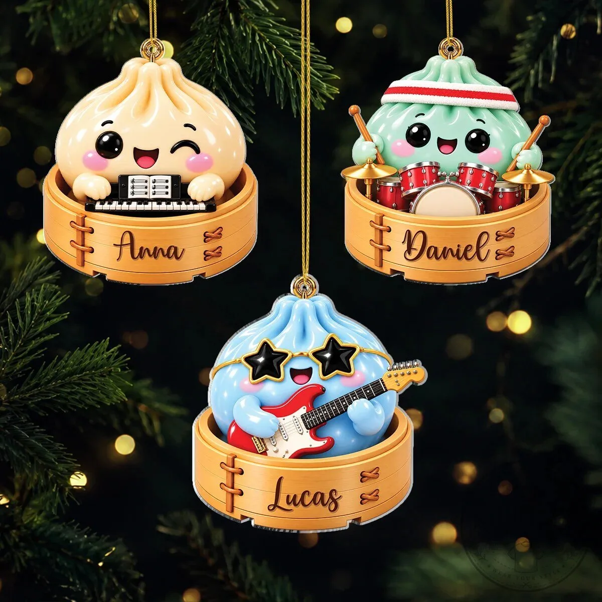 Personalized Dumpling Music Band Christmas Tree Ornament