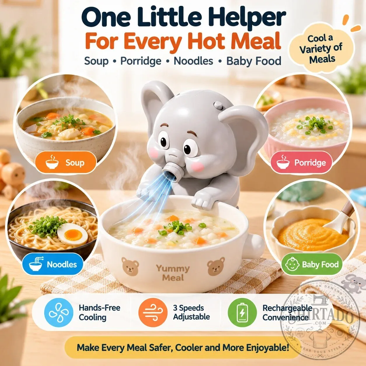 Elephant Hands-Free Food Cooling Fan for Hot Meals and Baby Food 17 Elephant Hands-Free Food Cooling Fan for Hot Meals and Baby Food