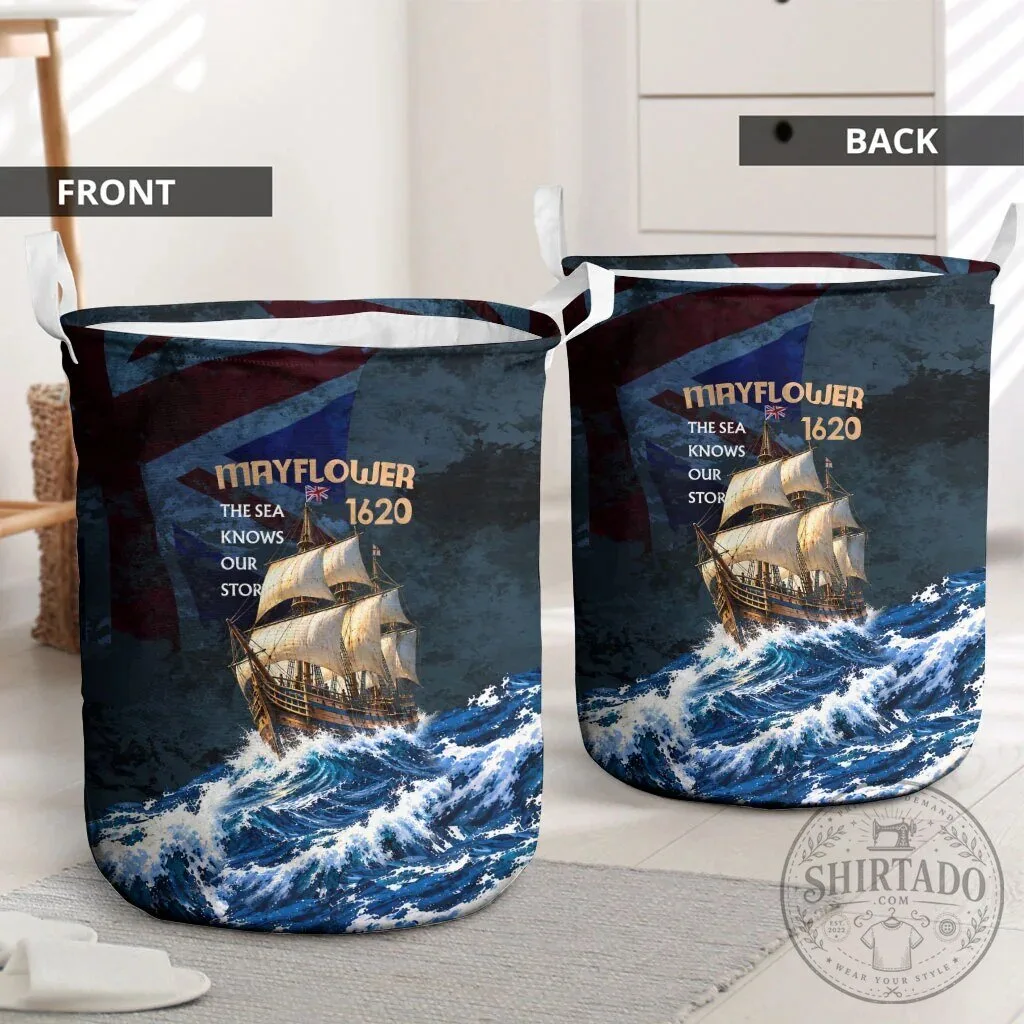 Mayflower 1620 Ship Vintage Nautical Ocean Waves Art Laundry Basket 6 Mayflower 1620 Ship Vintage Nautical Ocean Waves Art Laundry Basket