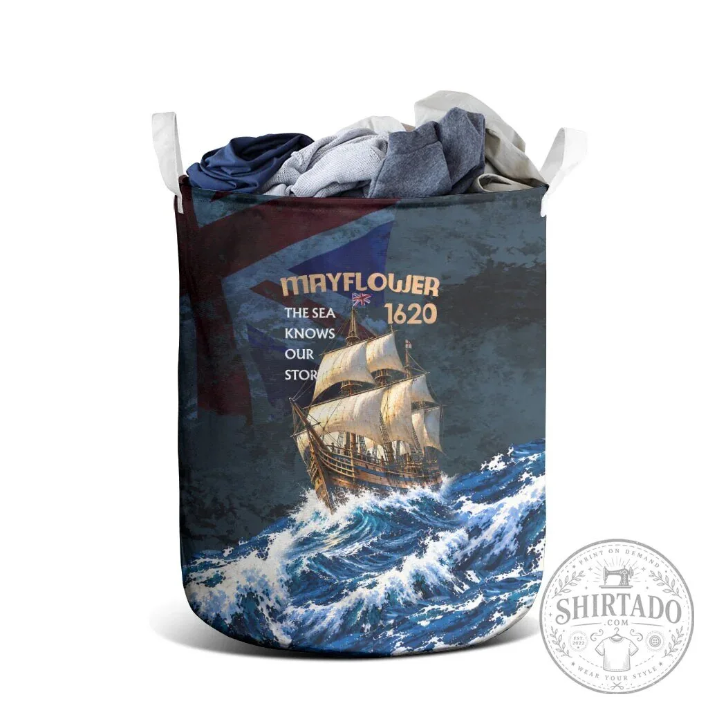 Mayflower 1620 Ship Vintage Nautical Ocean Waves Art Laundry Basket 7 Mayflower 1620 Ship Vintage Nautical Ocean Waves Art Laundry Basket