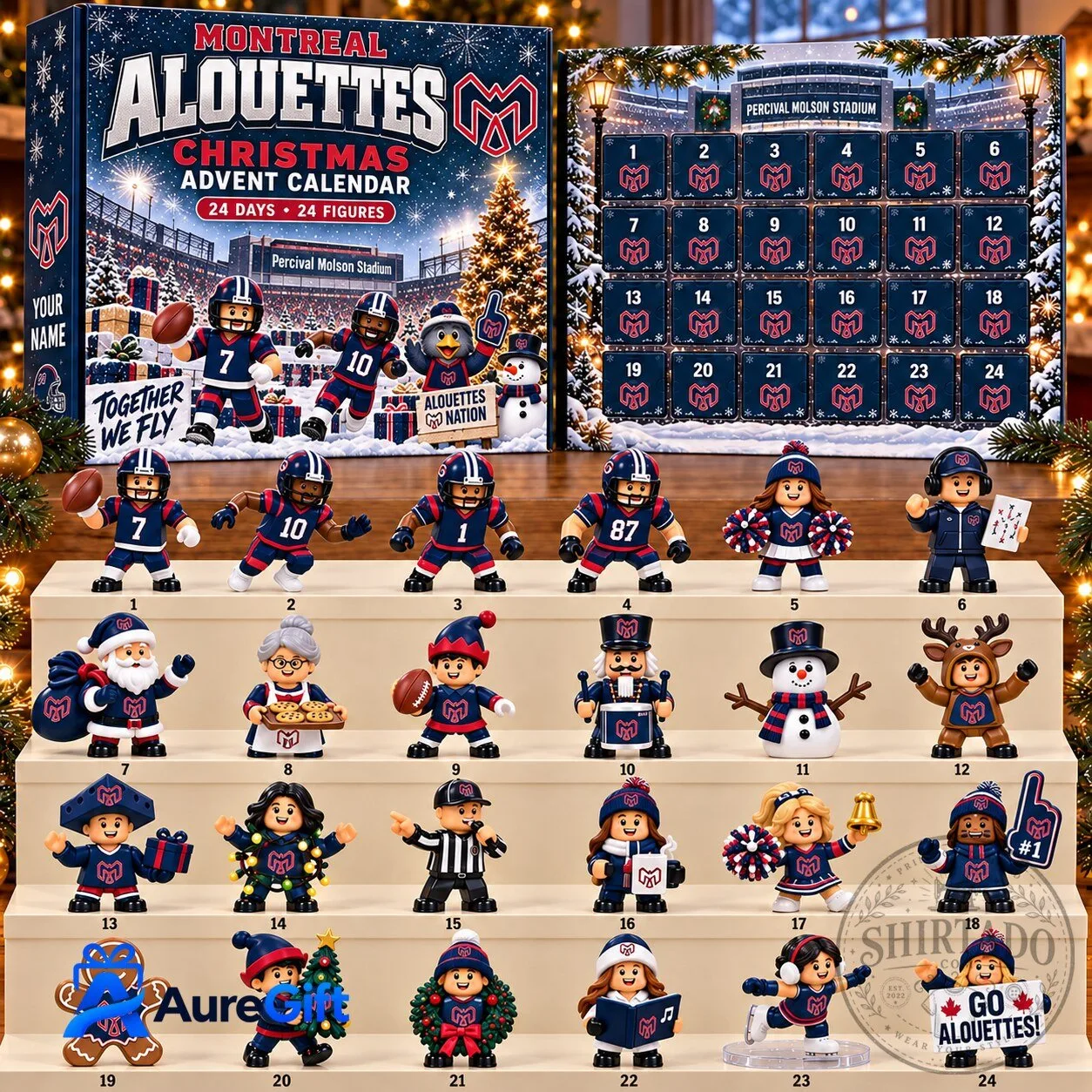Montreal Alouettes CFL Christmas Advent Calendar with 24 Collectible Figures