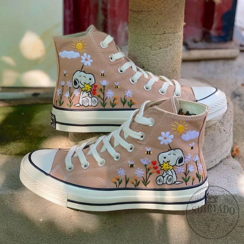 Snoopy Embroidered Converse Chuck Taylor All Star High Top Shoes for Women