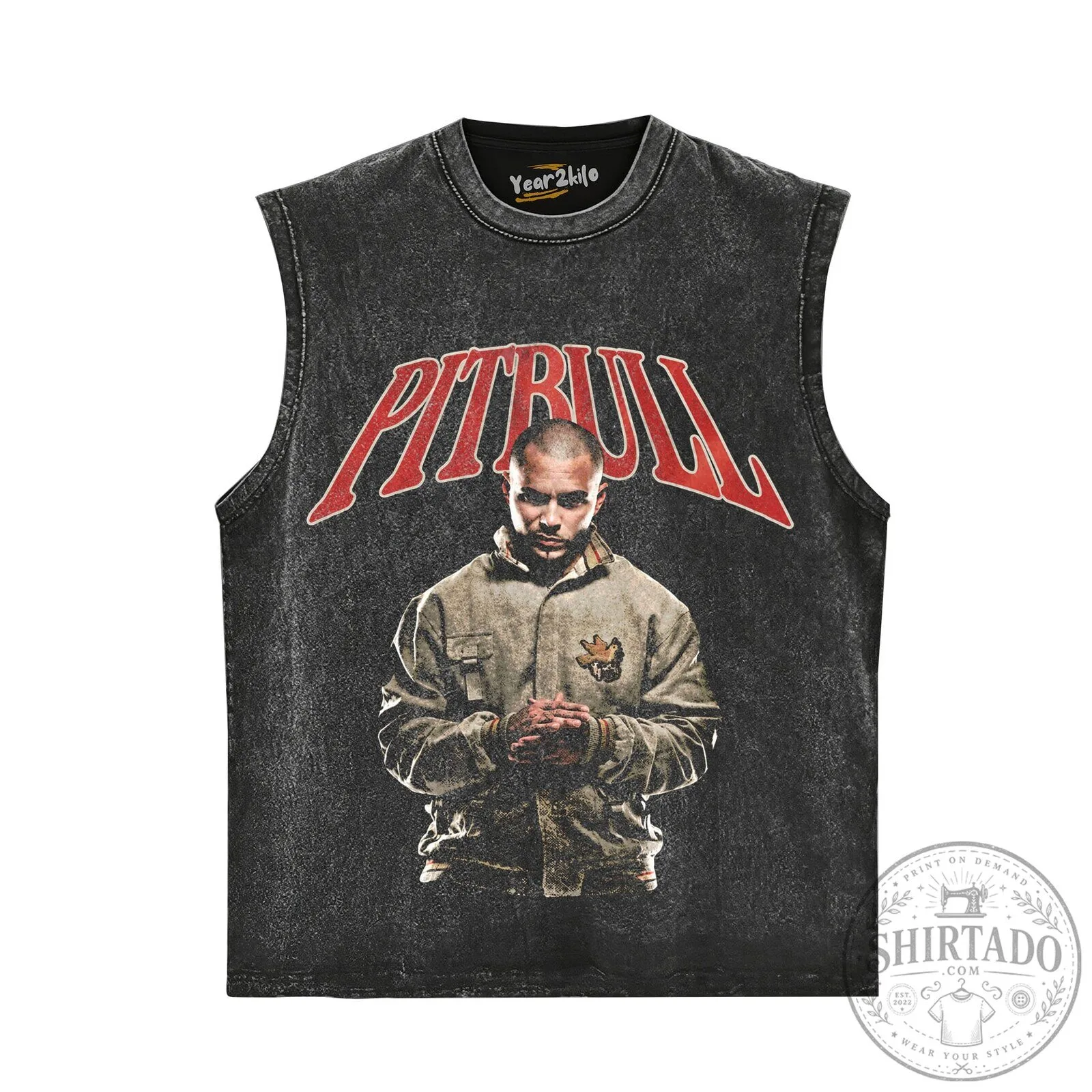 Pitbull Rapper Portrait Graphic Washed Black Short Sleeve T-Shirt 15 Pitbull Rapper Portrait Graphic Washed Black Short Sleeve T-Shirt