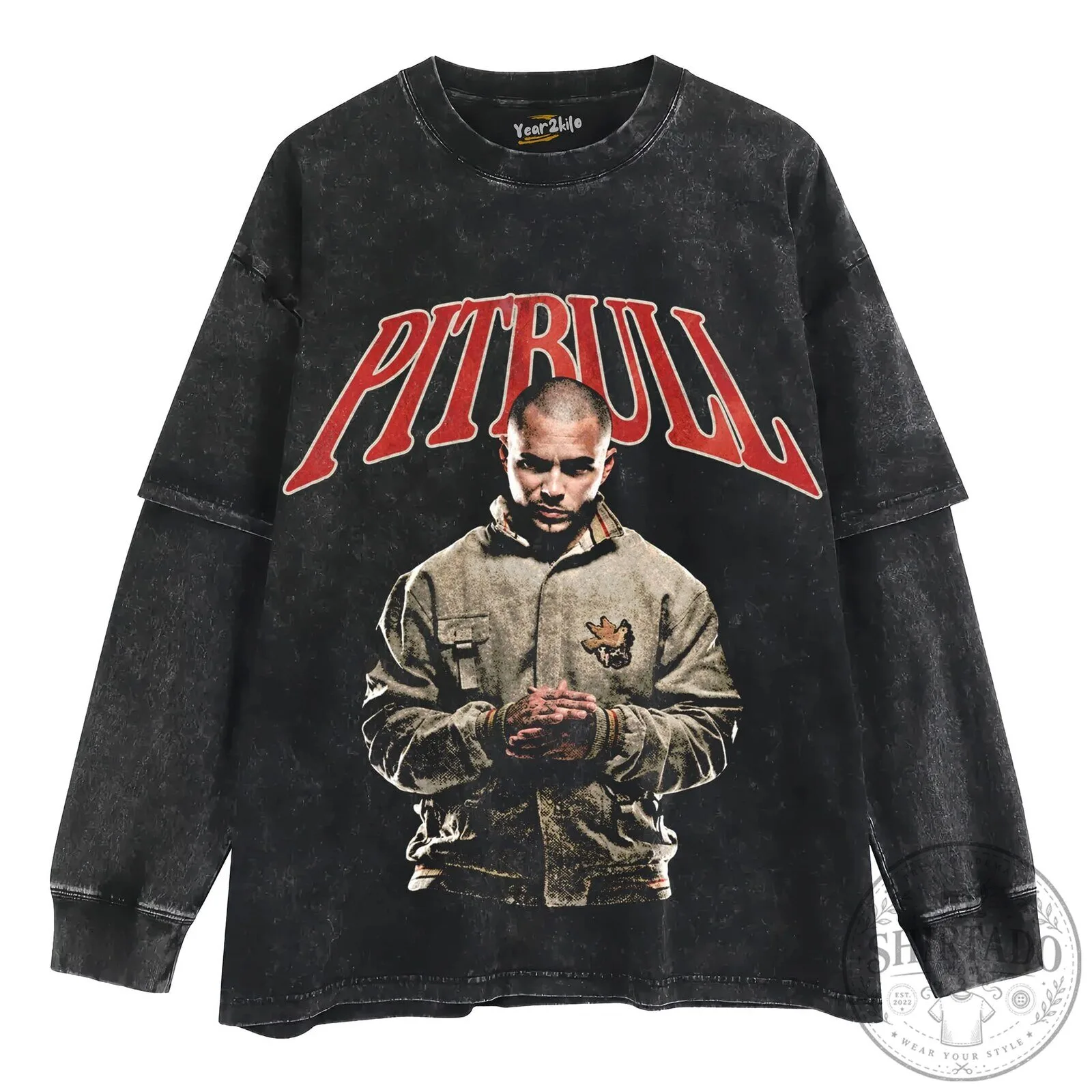 Pitbull Rapper Portrait Graphic Washed Black Short Sleeve T-Shirt 16 Pitbull Rapper Portrait Graphic Washed Black Short Sleeve T-Shirt