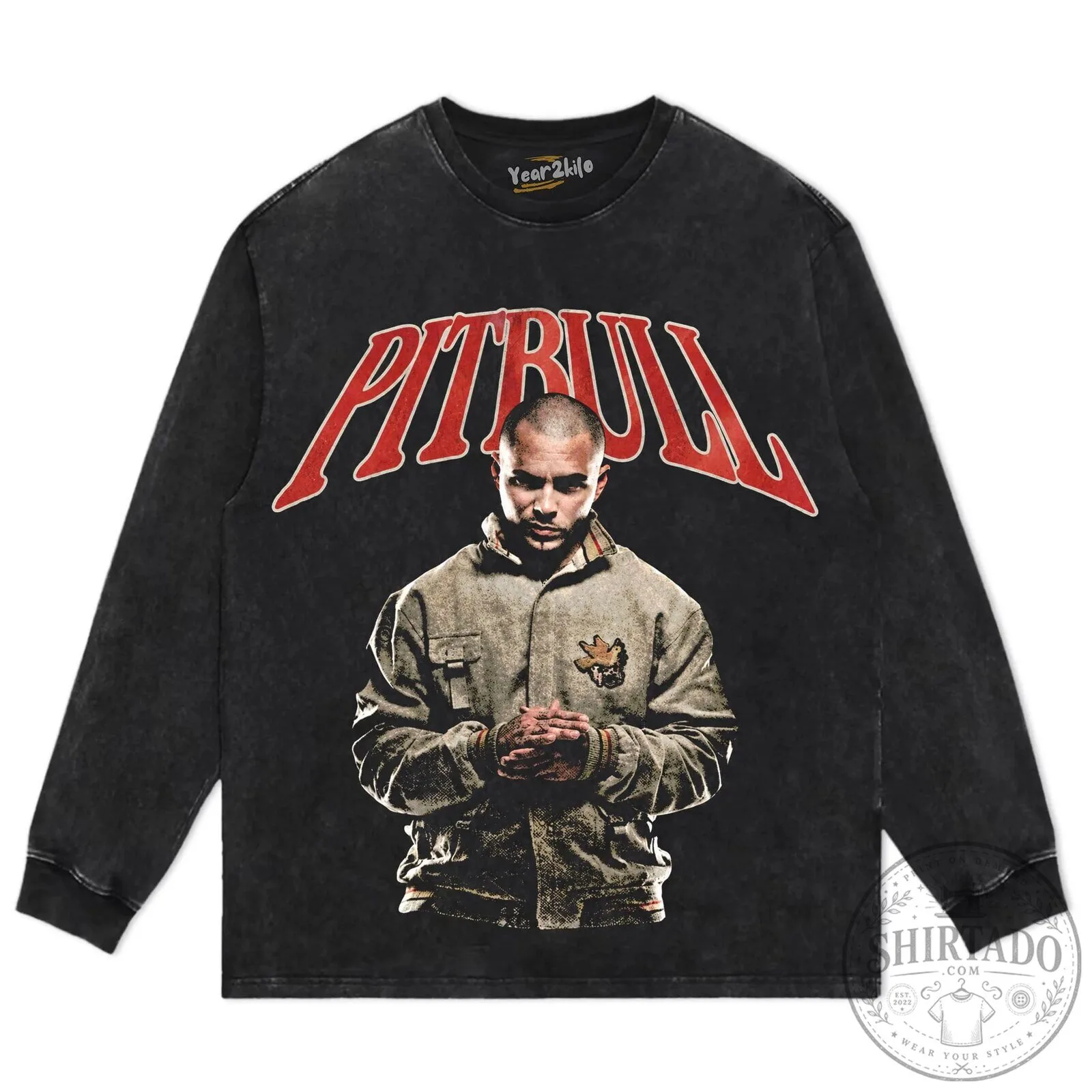 Pitbull Rapper Portrait Graphic Washed Black Short Sleeve T-Shirt 18 Pitbull Rapper Portrait Graphic Washed Black Short Sleeve T-Shirt