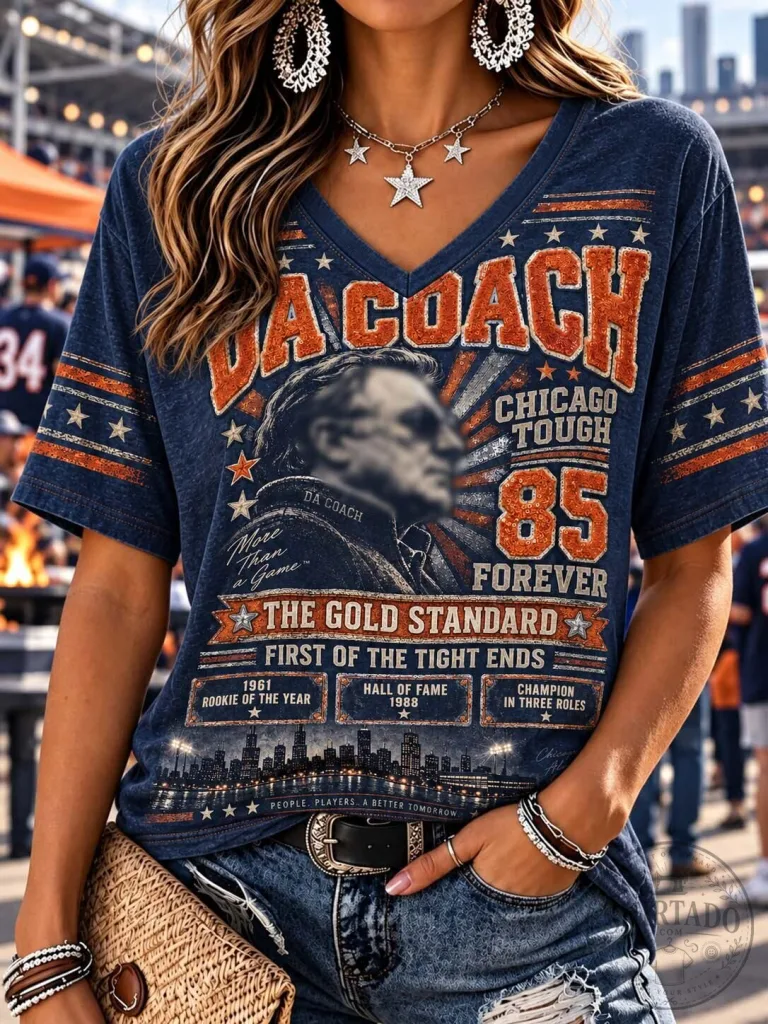 Mike Ditka Chicago Bears Da Coach Football Legend V-Neck T-Shirt