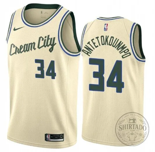 Milwaukee Bucks Giannis Antetokounmpo Cream City Edition Basketball Jersey