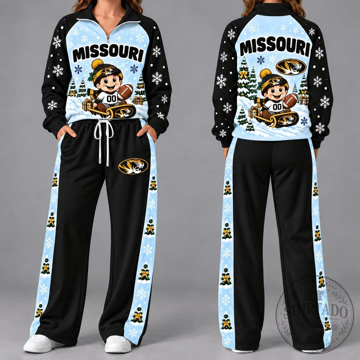 Missouri Tigers Christmas Winter Snowflakes Tracksuit Set