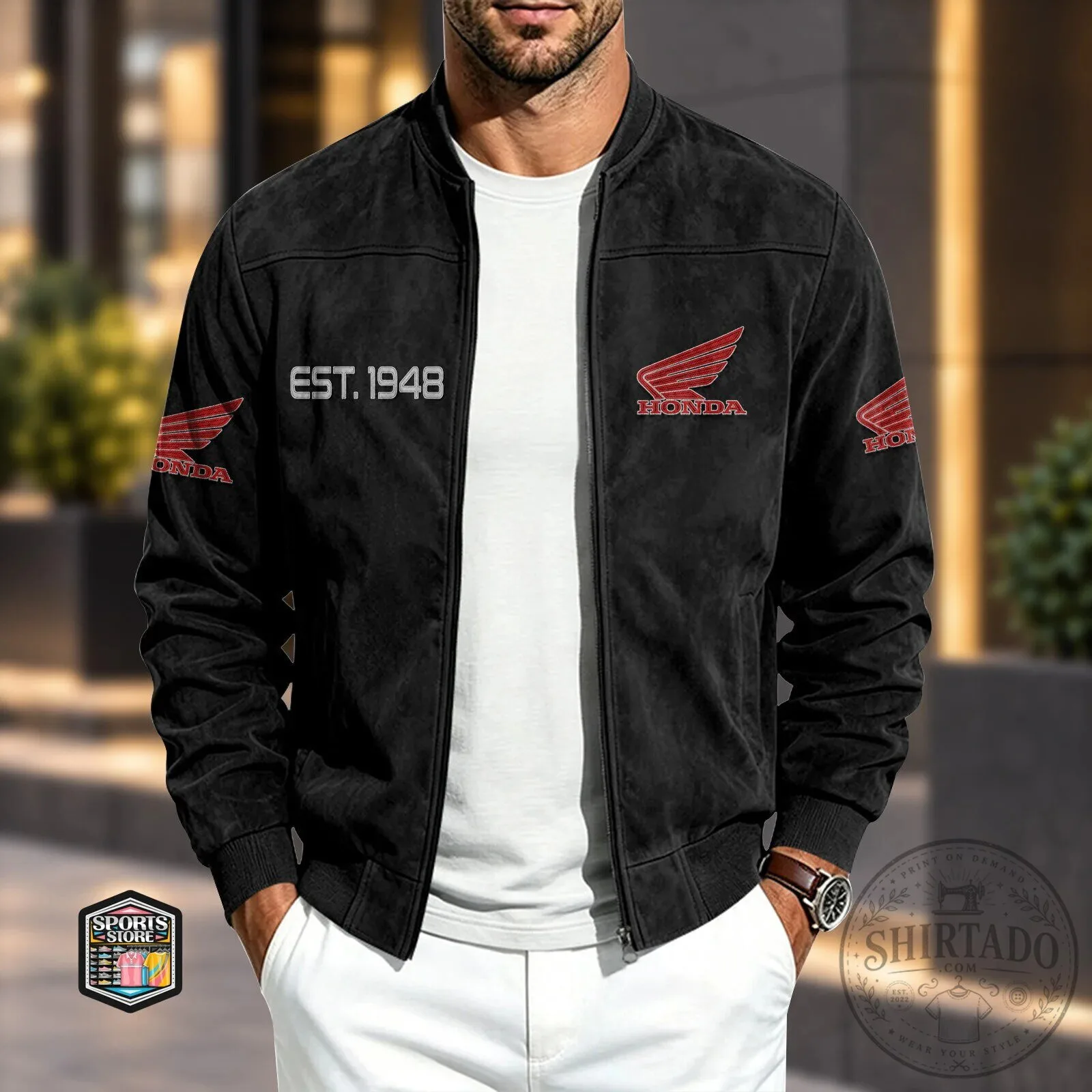 Honda Motorcycle Established 1948 Logo Bomber Jacket