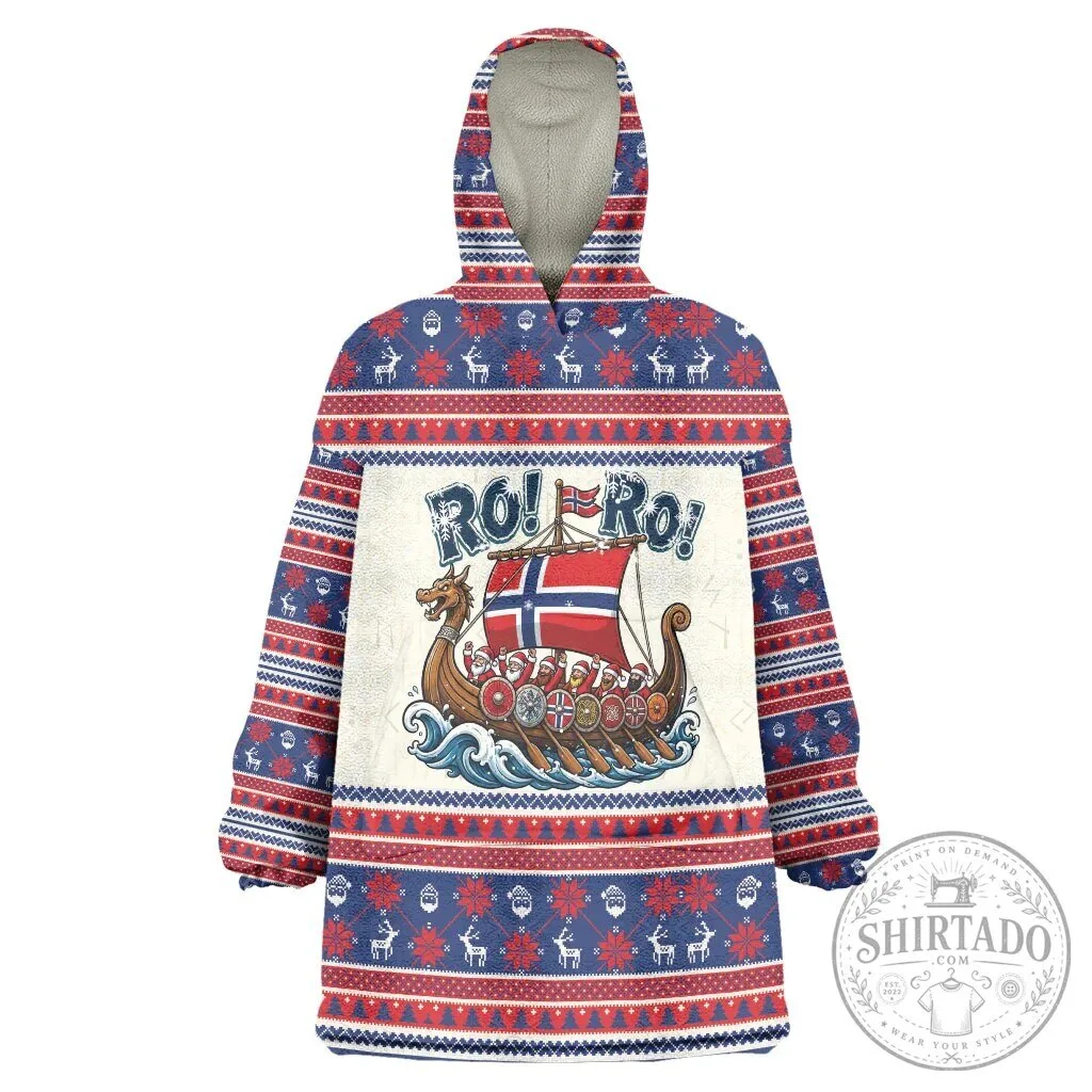 Norge Christmas Viking Santa Claus Wearable Blanket Hoodie