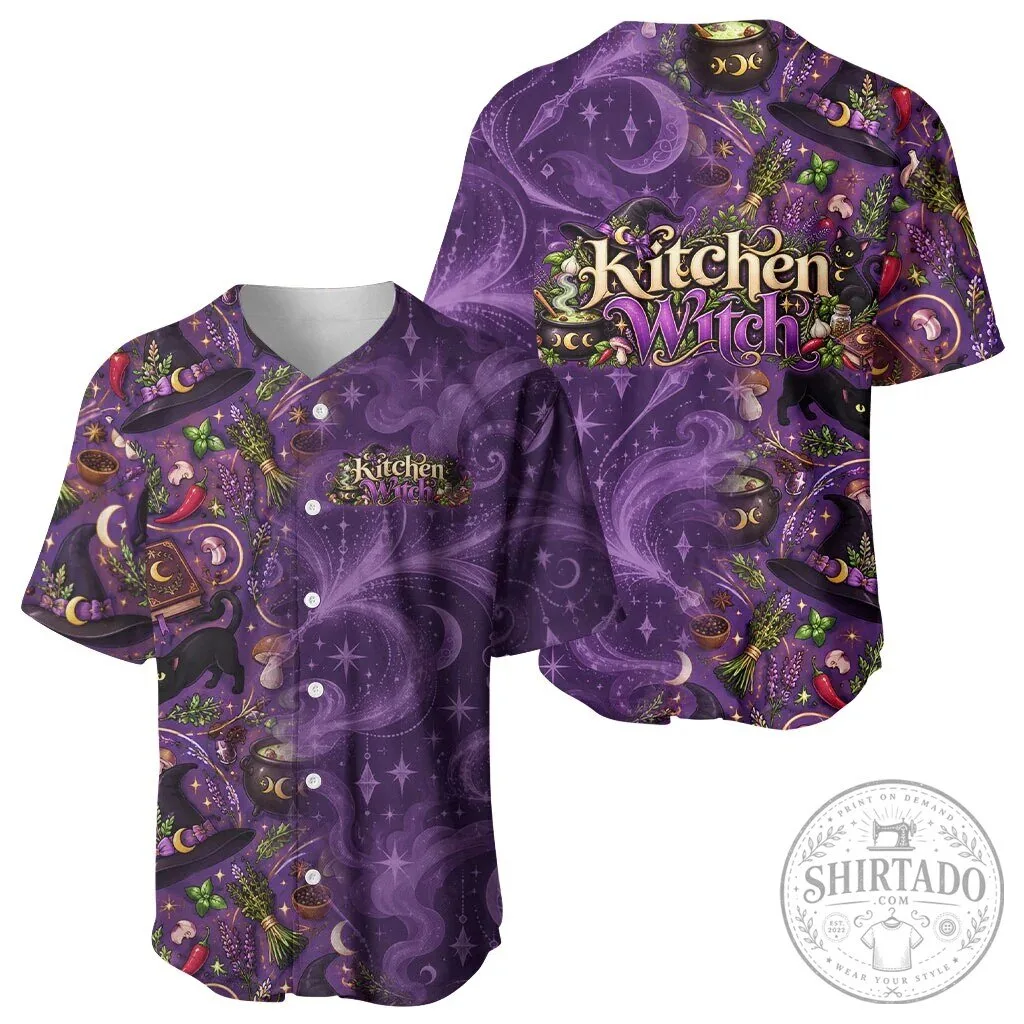 Kitchen Witch Mystical Magic Herb Cauldron Black Cat Baseball Jersey 9 Kitchen Witch Mystical Magic Herb Cauldron Black Cat Baseball Jersey
