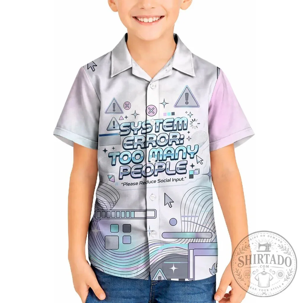Cyber Aesthetic Hawaiian Shirt - System Error Too Many People Design