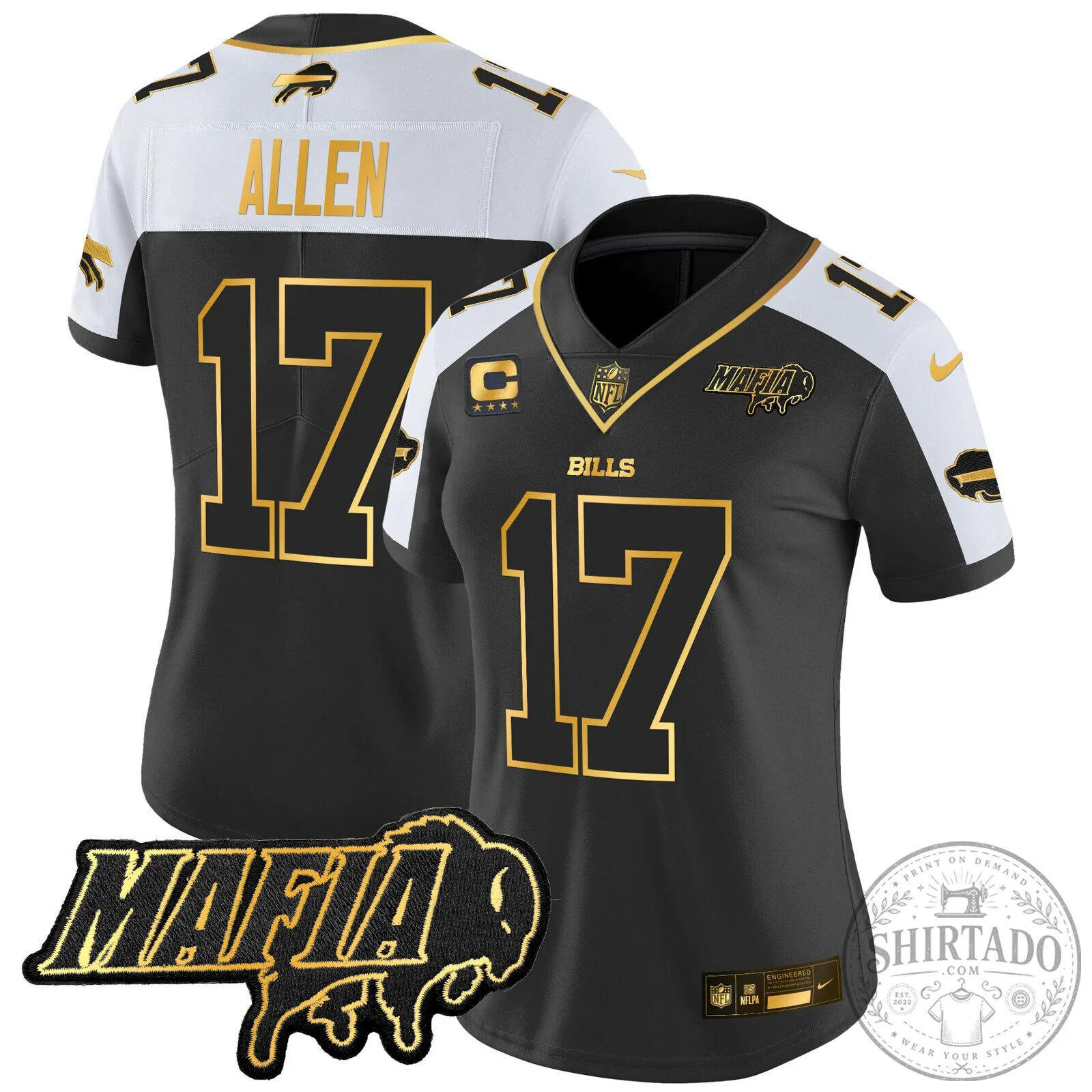 Buffalo Bills Josh Allen Black Gold Mafia Edition NFL Football Jersey