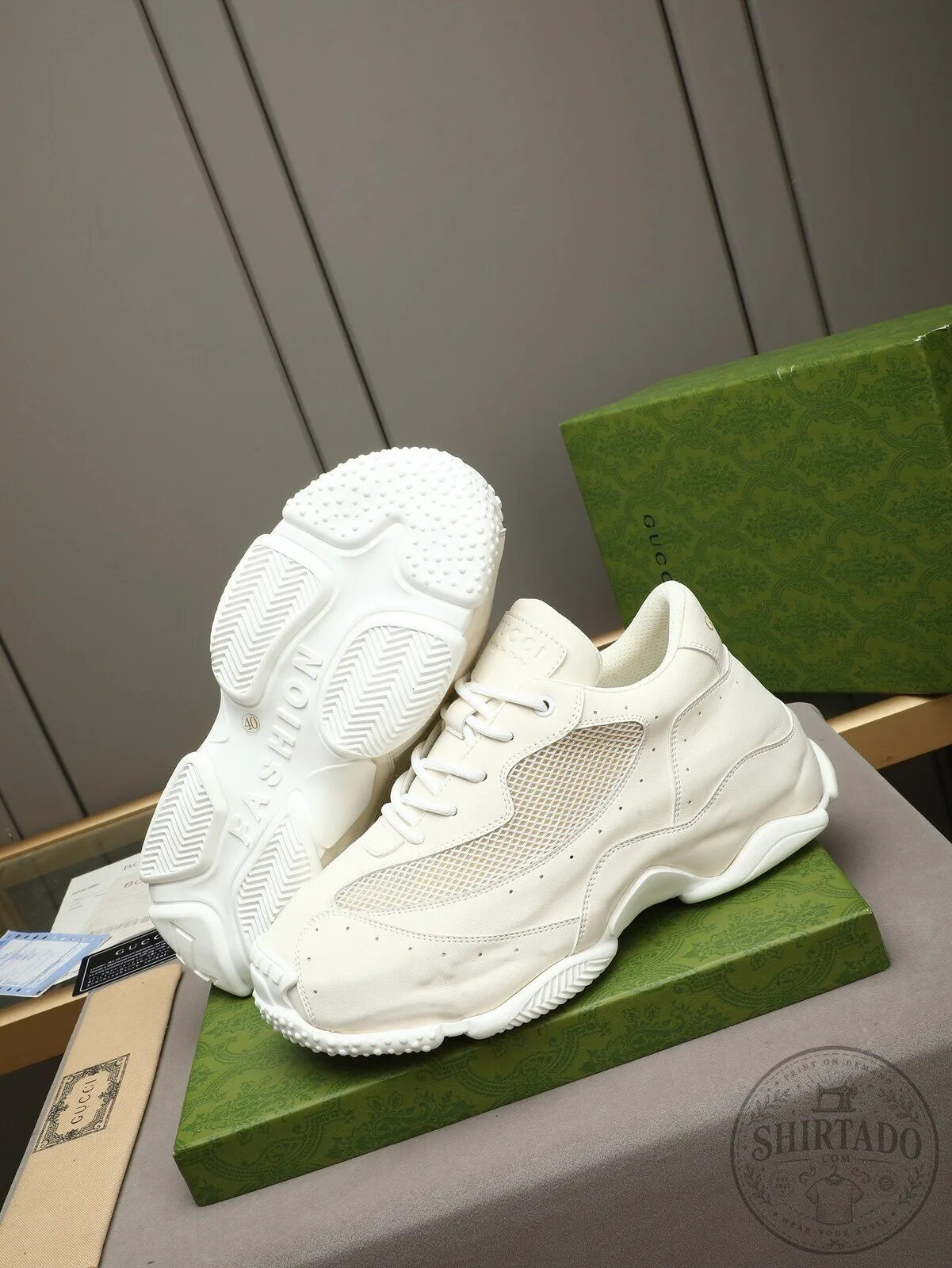 Gucci White Mesh and Leather Lace-Up Sneakers with Interlocking G Logo 12 Gucci White Mesh and Leather Lace-Up Sneakers with Interlocking G Logo