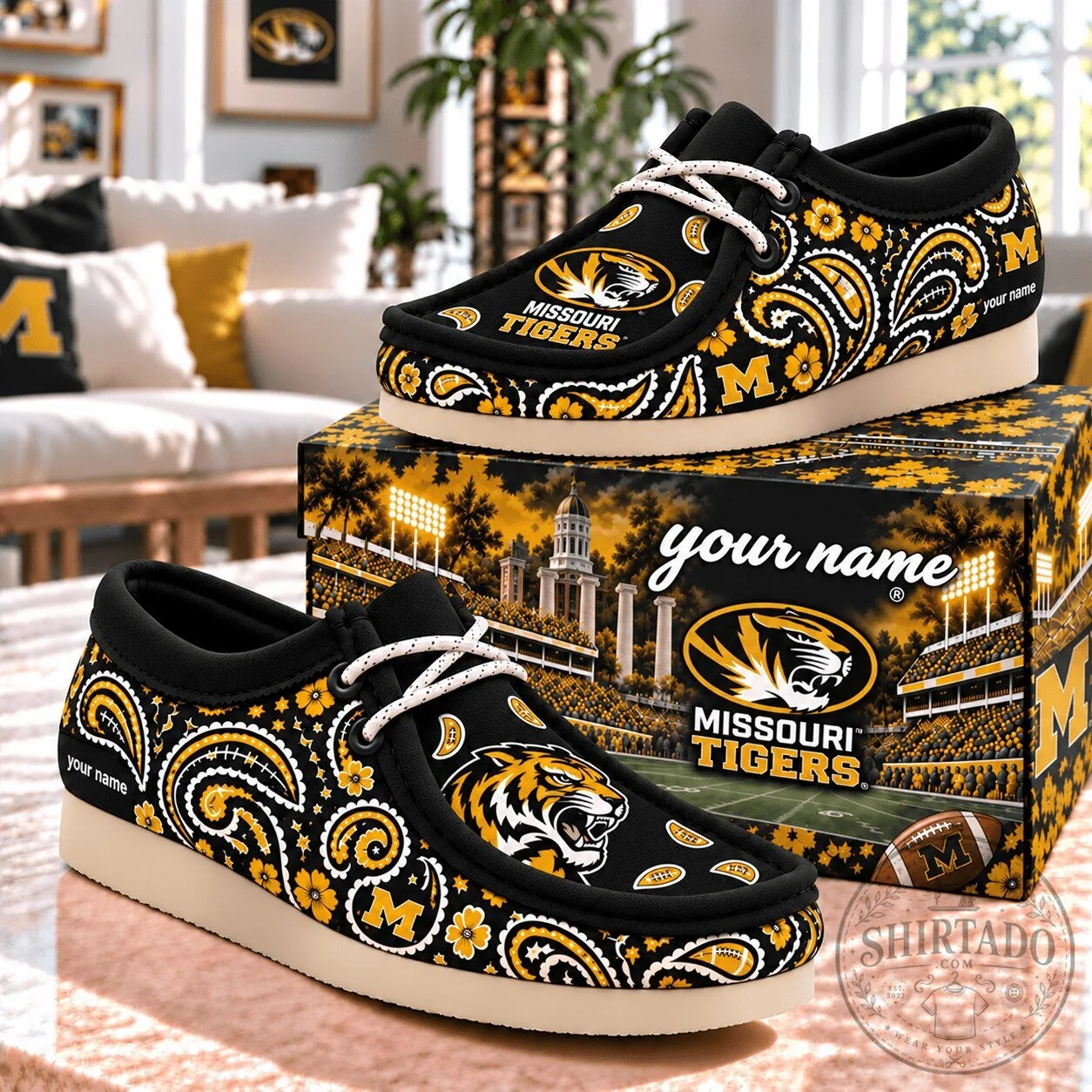 Missouri Tigers NCAA Personalized Football Paisley Pattern Shoes