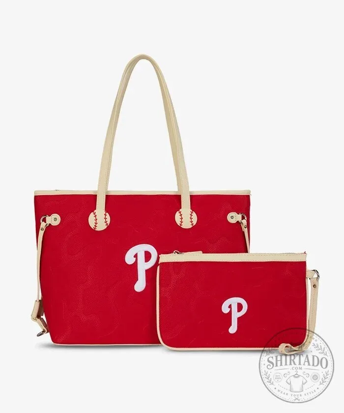 Philadelphia Phillies Baseball Team Logo Red Tote Bag with Wristlet Wallet