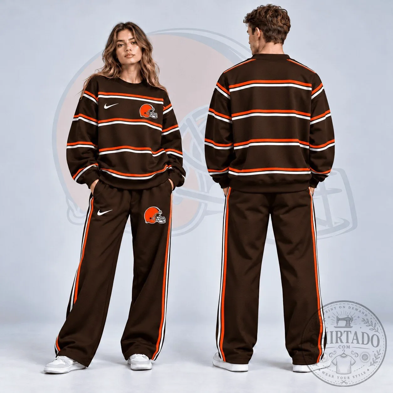 Cleveland Browns NFL Classic Horizontal Stripe Crewneck Sweatshirt