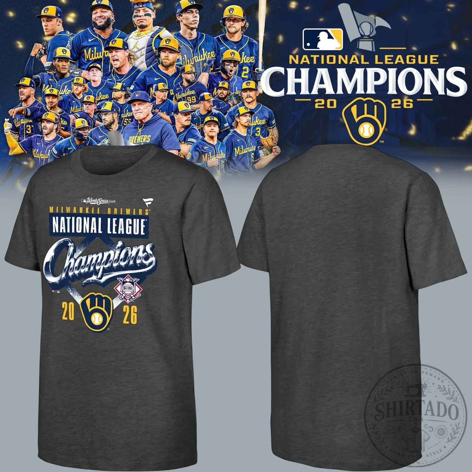 2026 National League Champions T-Shirt - Milwaukee Brewers Merchandise