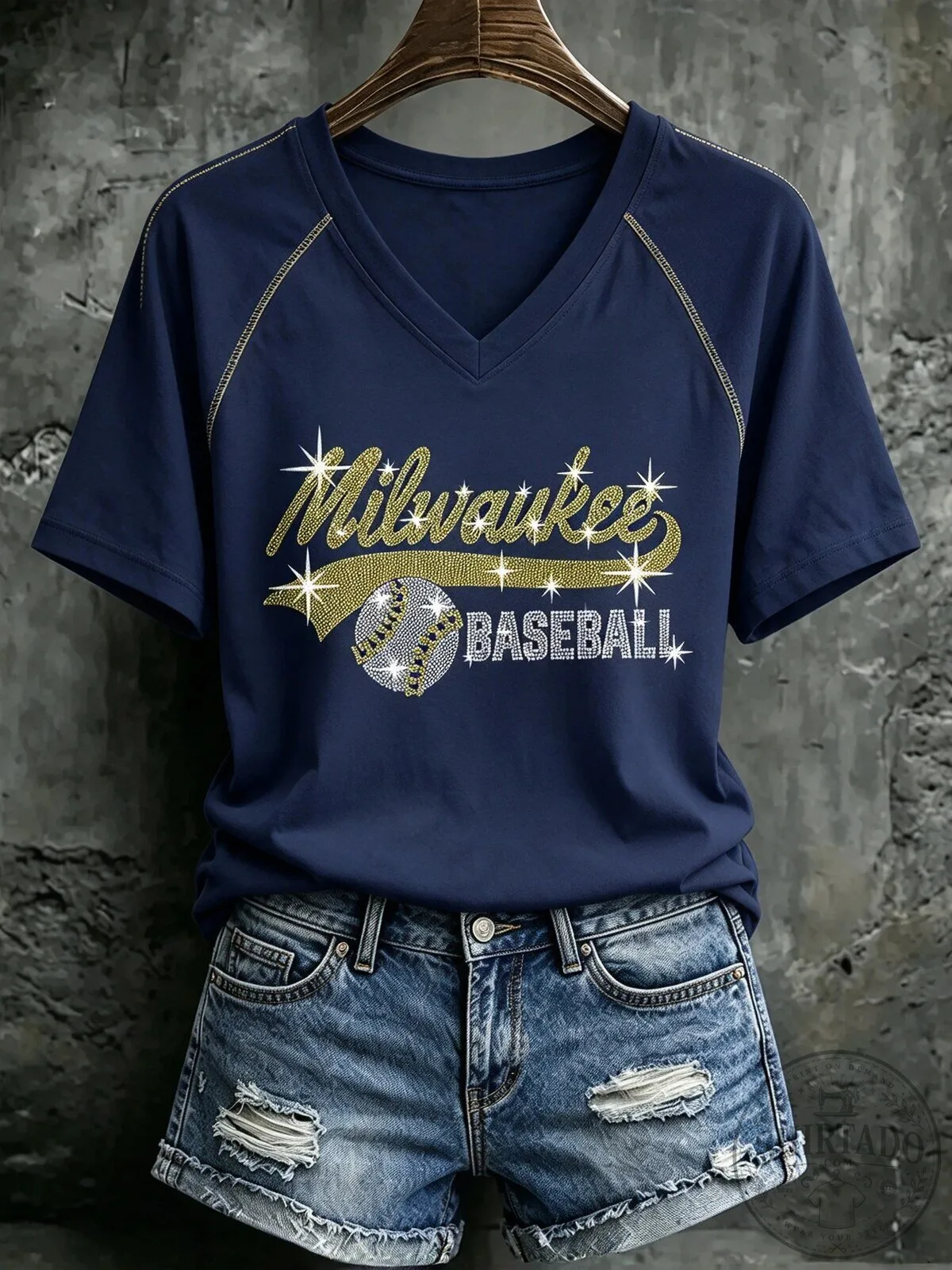 Milwaukee Baseball Sparkle Design Short-Sleeve T-Shirt