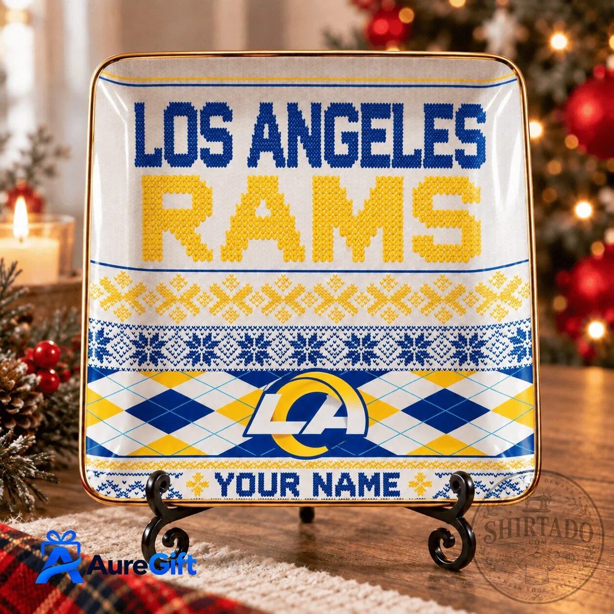 Los Angeles Rams Ugly Christmas Sweater Pattern Square Jewelry Dish 1 Los Angeles Rams Ugly Christmas Sweater Pattern Square Jewelry Dish