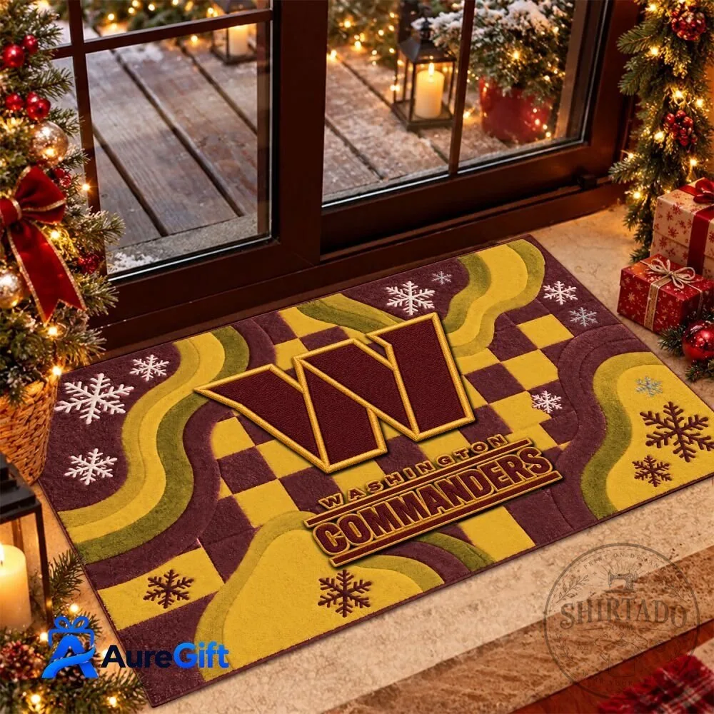 Washington Commanders Christmas Doormat for NFL Football Fans