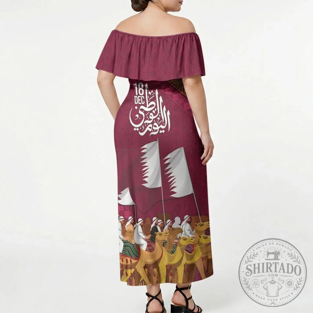 Qatar National Day Off Shoulder Maxi Dress Arabian Peninsula Camel Parade 5 Qatar National Day Off Shoulder Maxi Dress Arabian Peninsula Camel Parade