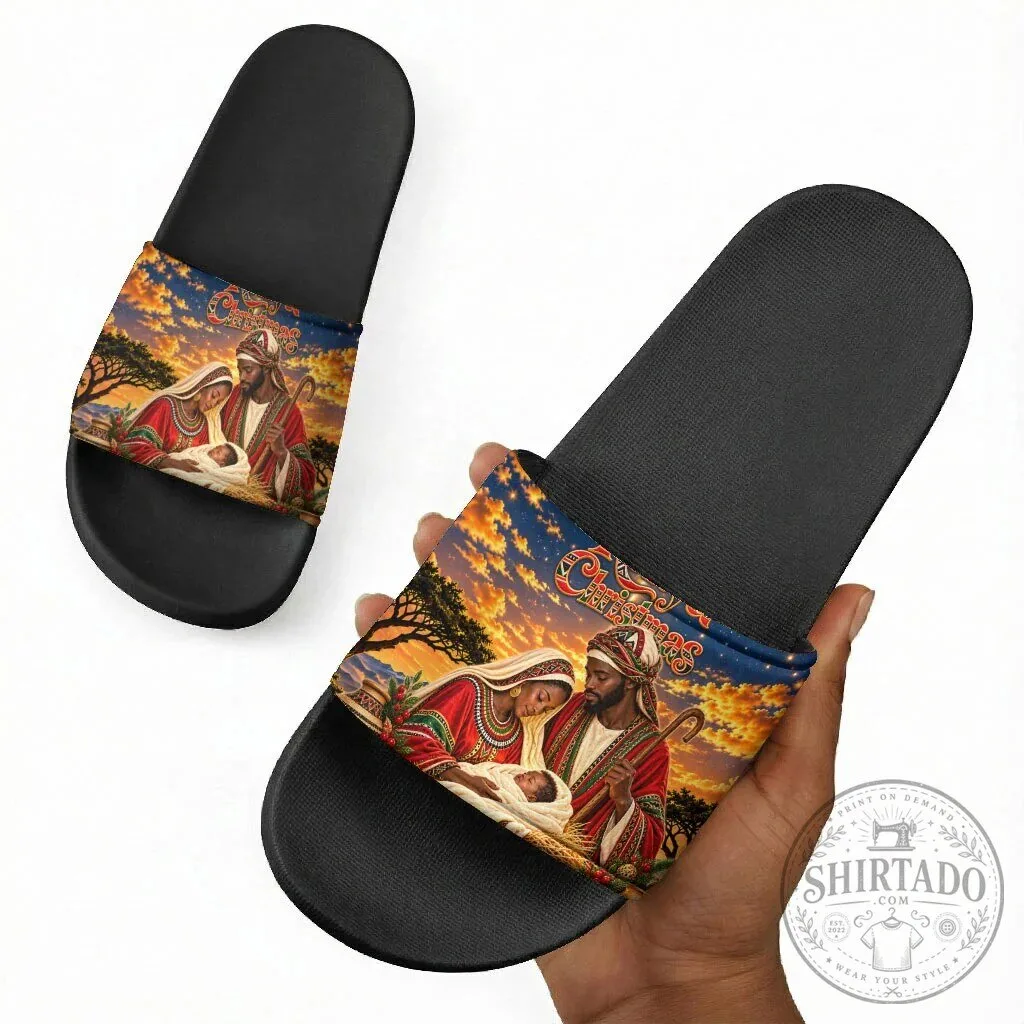 Kenya Christmas African Holy Family Savanna Sunset Slide Sandals 9 Kenya Christmas African Holy Family Savanna Sunset Slide Sandals