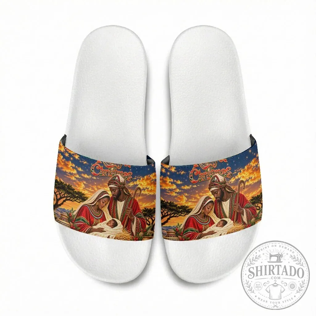 Kenya Christmas African Holy Family Savanna Sunset Slide Sandals 10 Kenya Christmas African Holy Family Savanna Sunset Slide Sandals