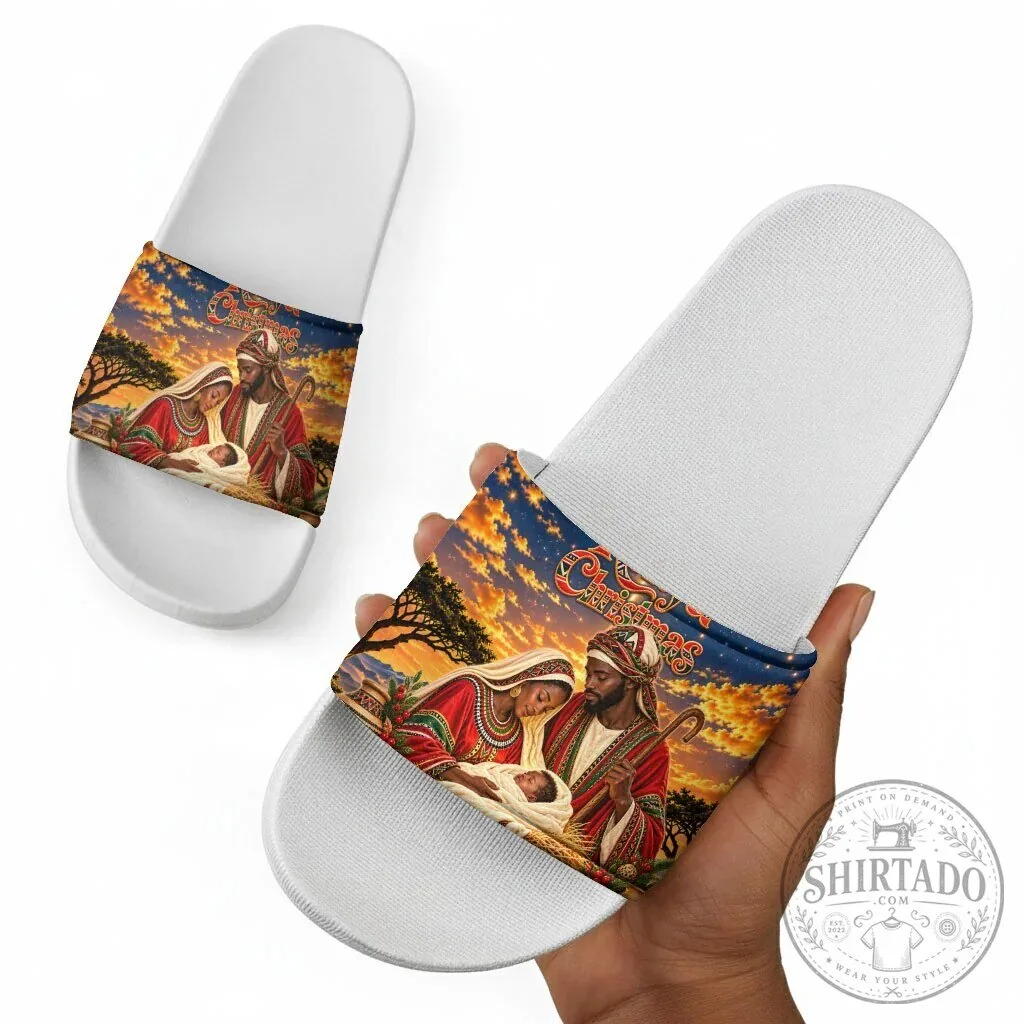 Kenya Christmas African Holy Family Savanna Sunset Slide Sandals 11 Kenya Christmas African Holy Family Savanna Sunset Slide Sandals