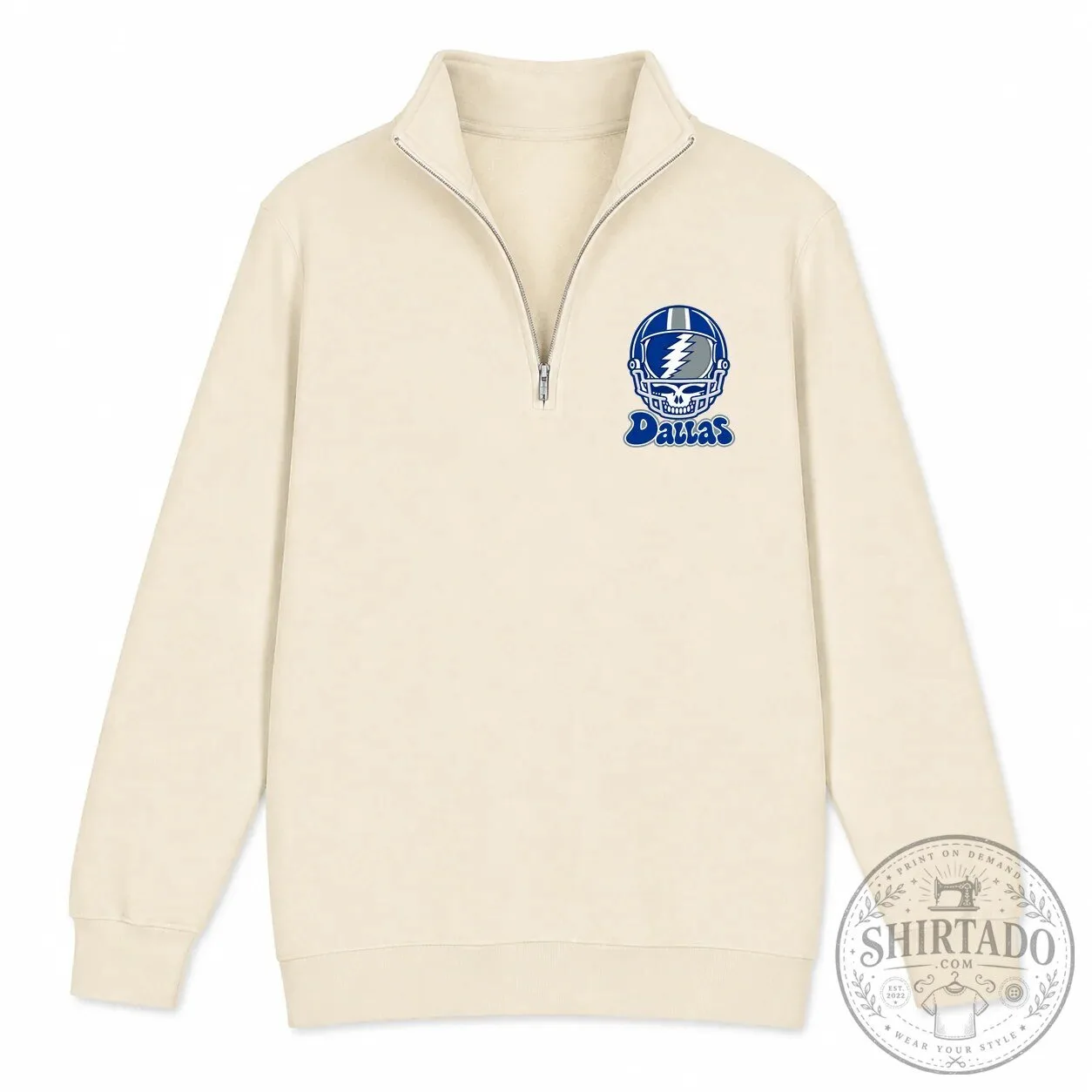 Dallas Cowboys Grateful Dead Steal Your Face Helmet Quarter-Zip Sweatshirt 7 Dallas Cowboys Grateful Dead Steal Your Face Helmet Quarter-Zip Sweatshirt