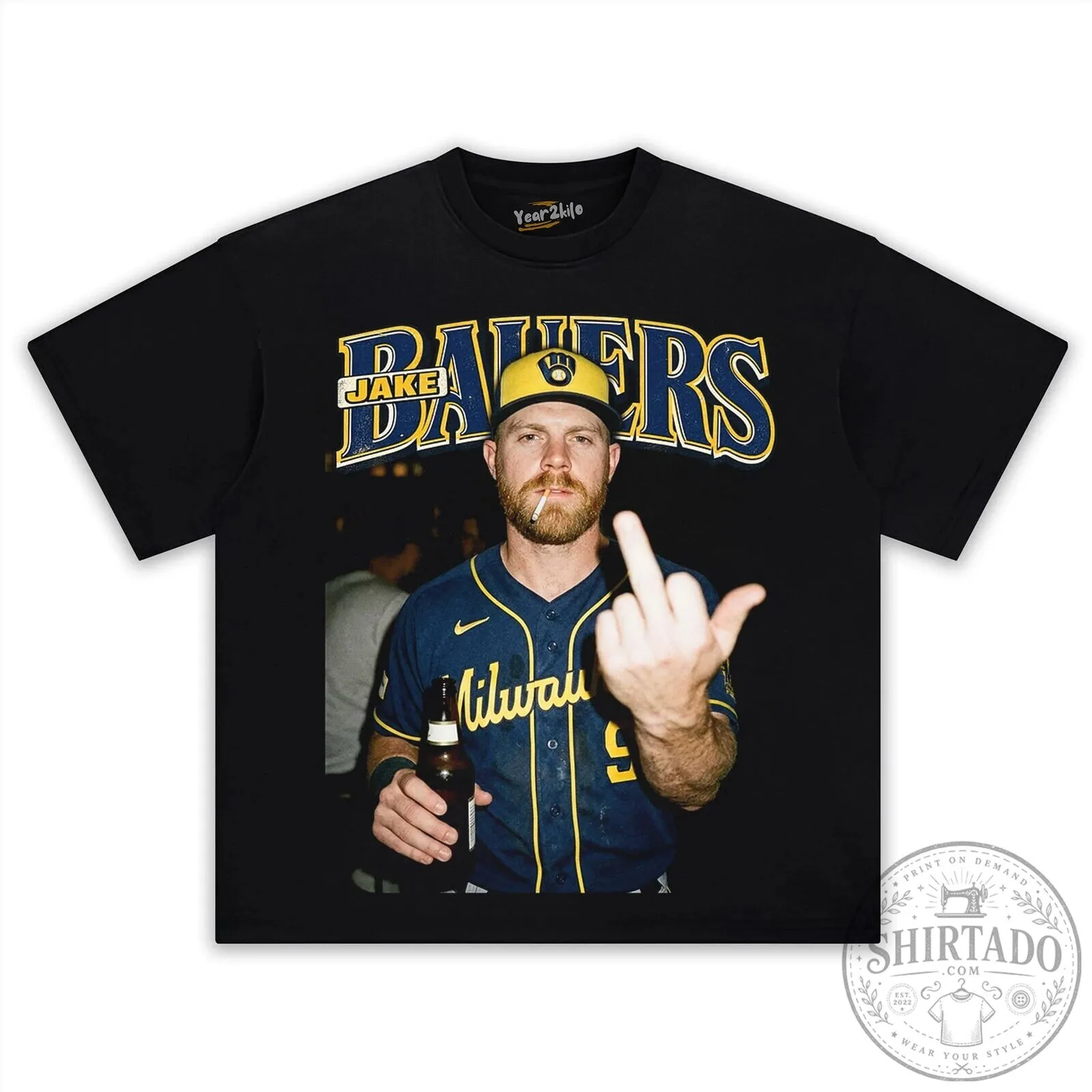 Jake Bauers Milwaukee Brewers Baseball Player Middle Finger T-Shirt 2 Jake Bauers Milwaukee Brewers Baseball Player Middle Finger T-Shirt
