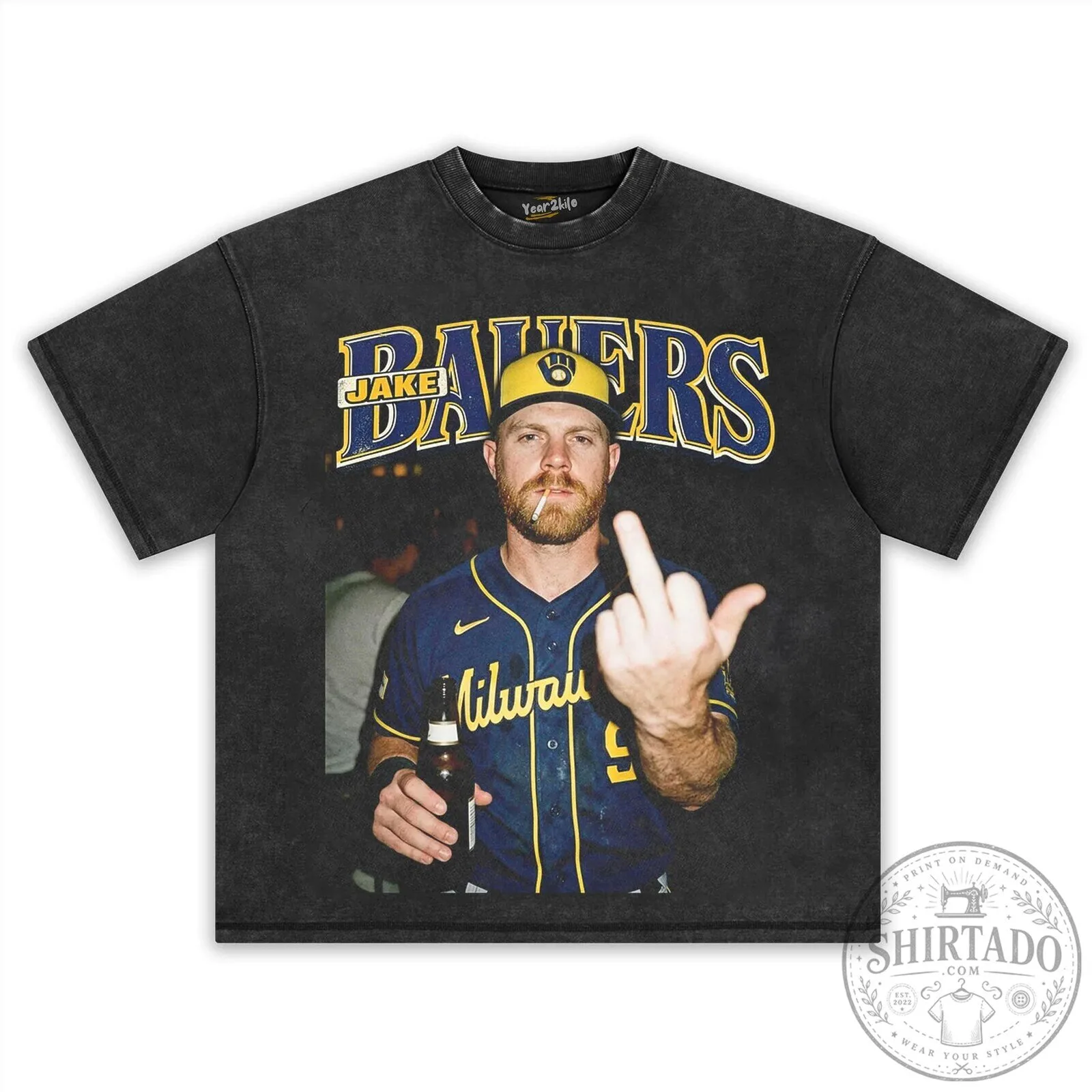 Jake Bauers Milwaukee Brewers Baseball Player Middle Finger T-Shirt 12 Jake Bauers Milwaukee Brewers Baseball Player Middle Finger T-Shirt