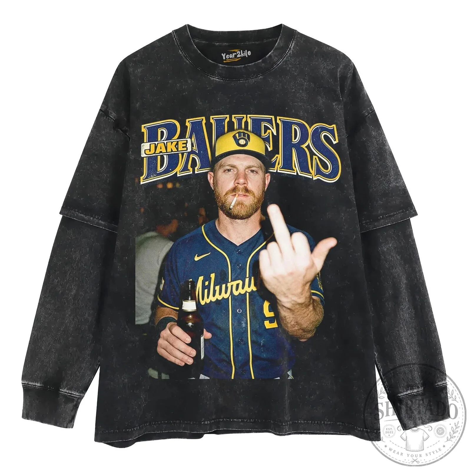 Jake Bauers Milwaukee Brewers Baseball Player Middle Finger T-Shirt 14 Jake Bauers Milwaukee Brewers Baseball Player Middle Finger T-Shirt