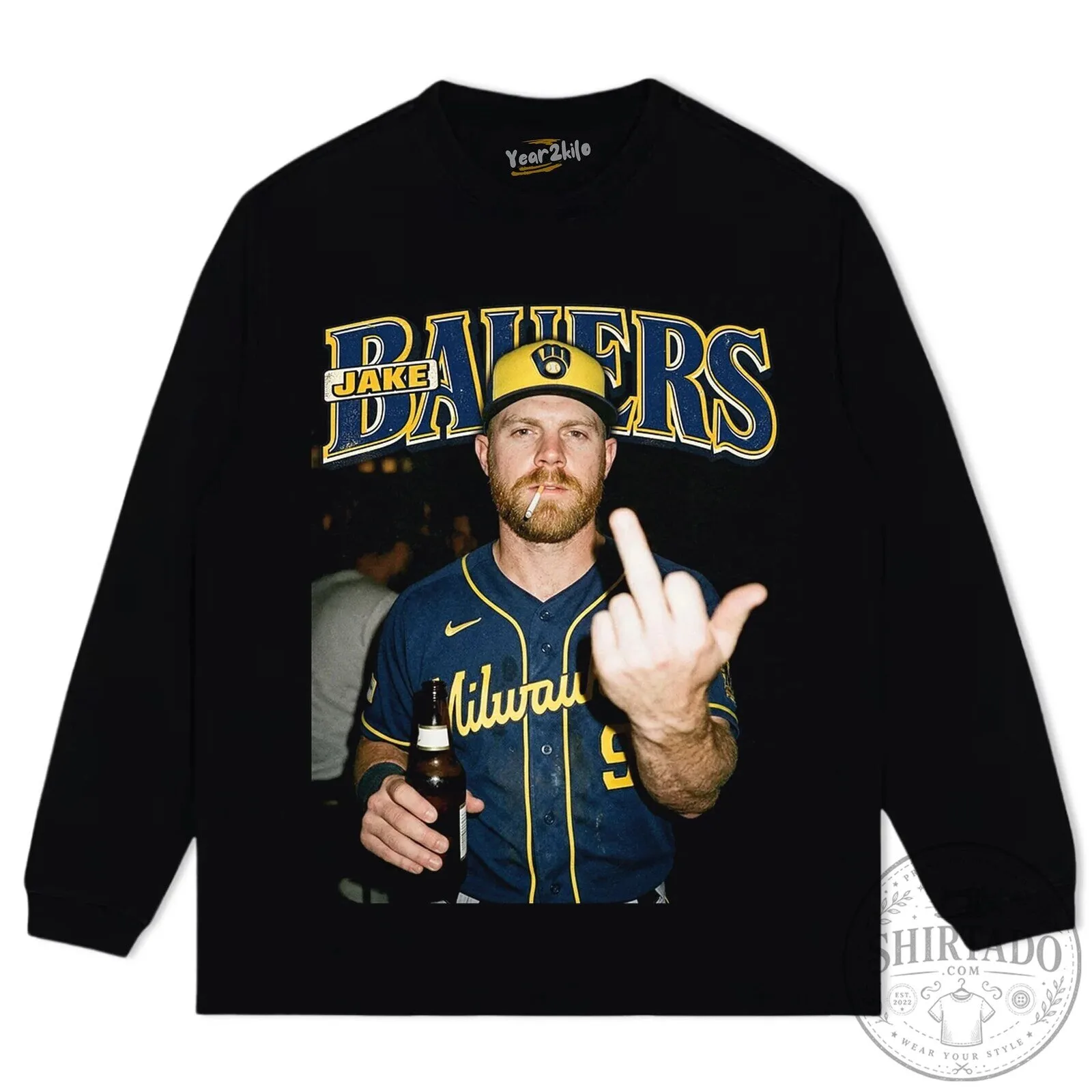 Jake Bauers Milwaukee Brewers Baseball Player Middle Finger T-Shirt 15 Jake Bauers Milwaukee Brewers Baseball Player Middle Finger T-Shirt